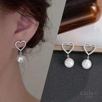 【Gulicc】耳環 愛心珍珠耳釘